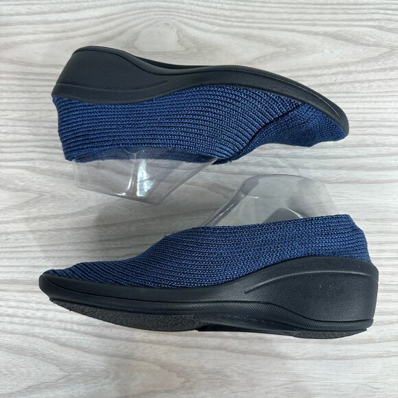 Arcopedico Mailu Shoe Sport Slip-On Knit Sz 37 Blue Black Wedge Washable Stretch - Picture 8 of 11